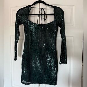 Lucy in the Sky Emerald Sequin Long-Sleeve Mini Dress